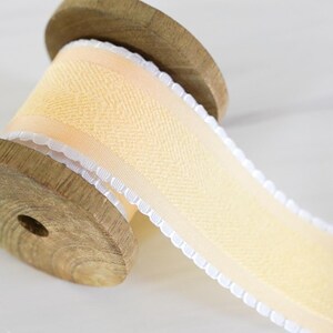 2 Yds. Butter Yellow Cotton Grosgrain Scalloped Ribbon / Gift Packaging / Gift Wrap / Gift Ribbon / Hair Bows