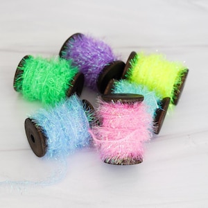 Pearlescent Iridescent Tiny Tinsel Shiny Ribbon • 5 Yards • W or W/o Wood Spool