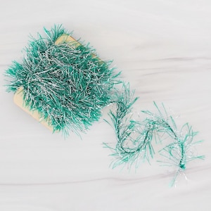 Forest Fir Green Silver Tinsel Ribbon / Gift Wrap Ribbon / Gift Packaging / Gift Wrap / Eyelash Ribbon / Christmas Ribbon