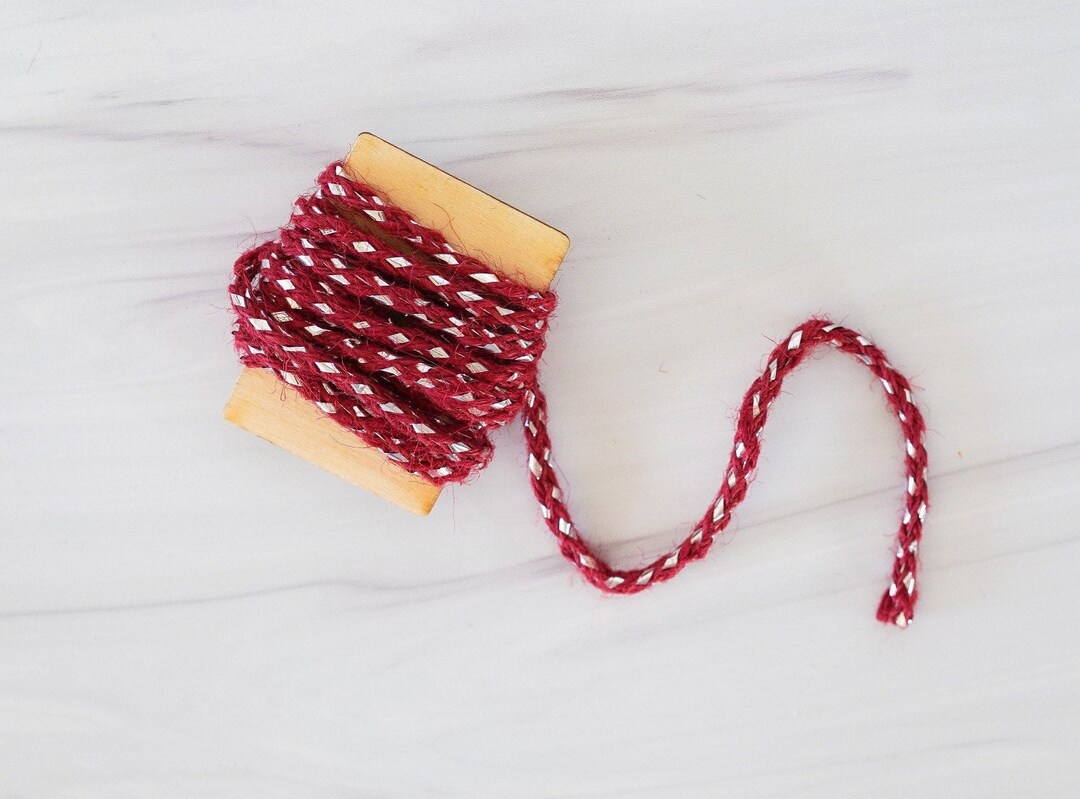 Maroon and Silver Gift Wrapping Cord Rope / Gift Wrap Ribbon / Gift