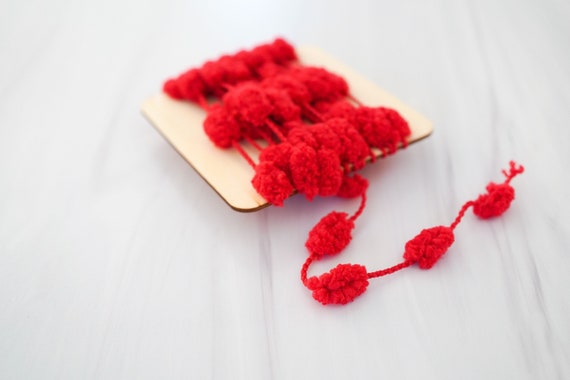 5 Yards Red Pom Pom Ribbon Trim / Gift Packaging / Gift Wrap / Pom Pom Yarn