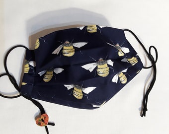 Bumble bee navy cotton face covering