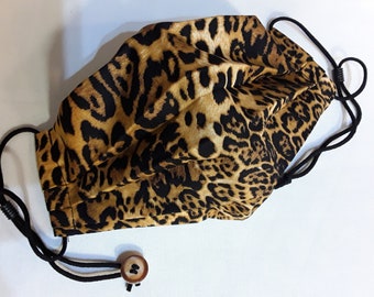 Leopard print cotton face covering