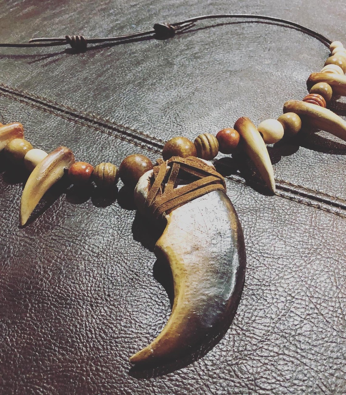 Beaded Polar Bear Claw Necklace Etsy