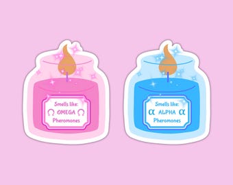 Alpha & Omega Pheromones Candle Stickers | Yaoi BL Anime Sticker Set | Fujoshi Fudanshi Kawaii Stickers