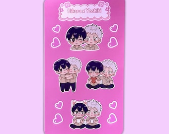 Hikaru × Yoshiki Sticker Sheet | The Summer Hikaru Died | 4x7 Glossy Chibi BL Stickers