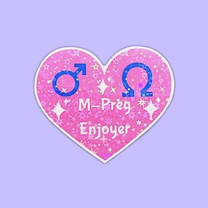 Adesivo de coração M-Preg Enjoyer: Omegaverse BL Yaoi Fandom - brilhante ou holográfico