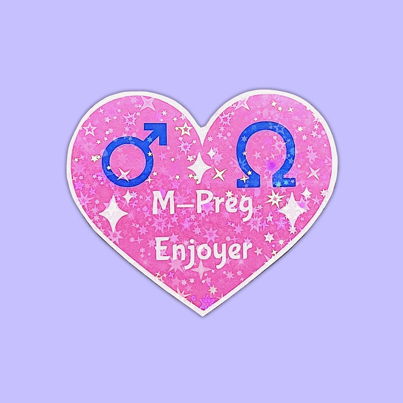 M-Preg Enjoyer Heart Sticker: Omegaverse BL Yaoi Fandom - Glossy or Holographic