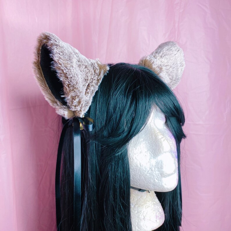 Grey fluffy cat ears furry animal ears headband cosplay ears Etsy