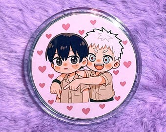 The Summer Hikaru Died Pin | Yoshiki x Hikaru Chibi Button | 6cm Anime Pinback Badge