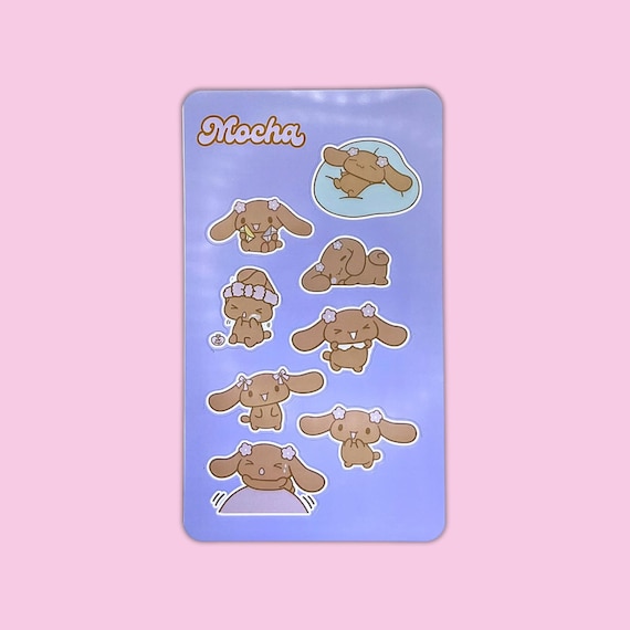 Mocha Sanrio Sticker Sheet 4x7” Glossy Laminated | Kawaii Stickers | Hello Kitty and Friends Stationery