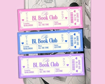 BL Book Club Lesezeichen | Yaoi Manga Ticket Stil | Doppelseitig laminiert