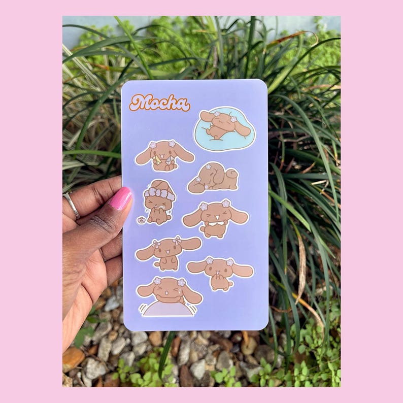 Mocha Sanrio Sticker Sheet 4x7” Glossy Laminated | Kawaii Stickers | Hello Kitty and Friends Stationery image 2