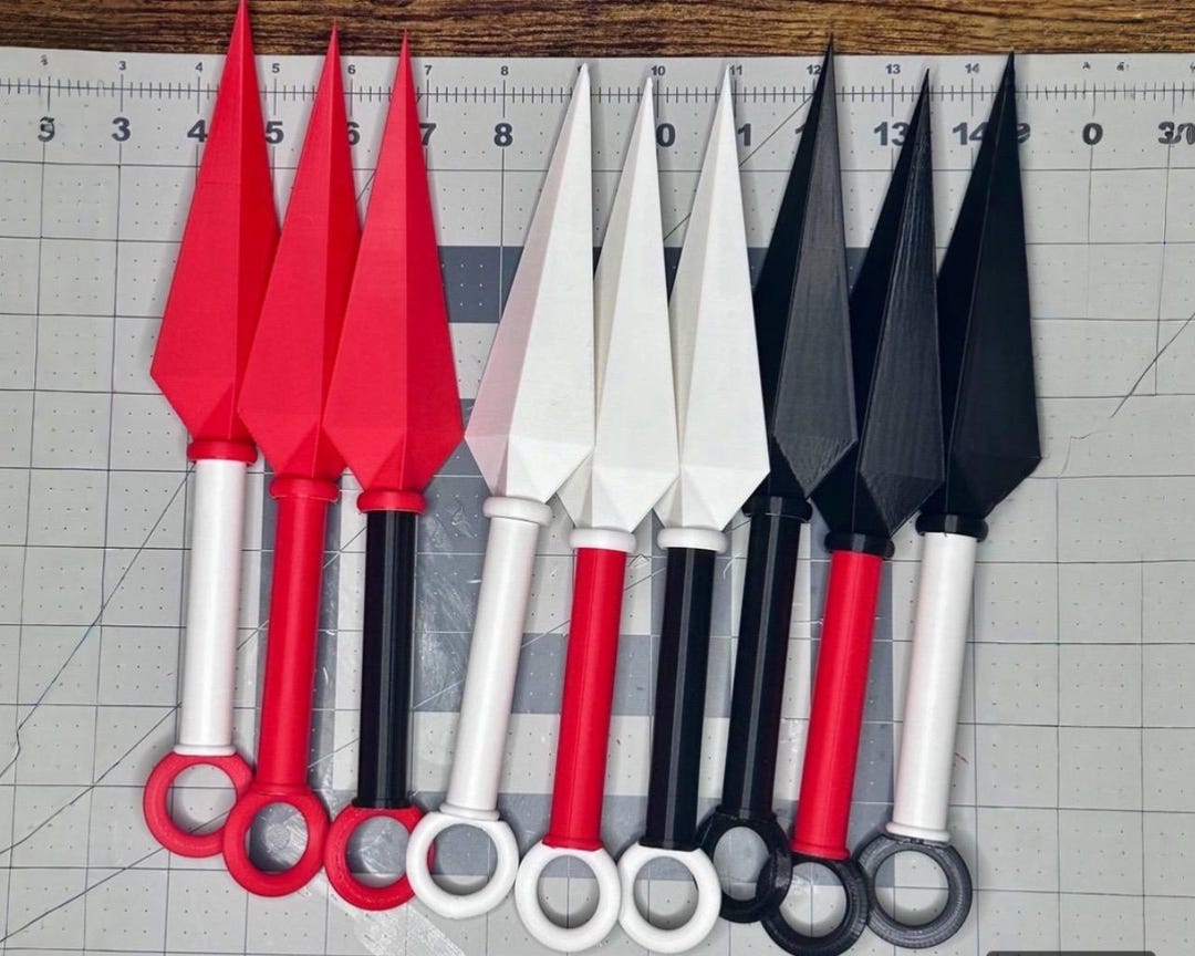 Masque De Déguisement Grand Kunai Ninja - Plastique, Noir/rouge/blanc - Cosplay Ou Fête