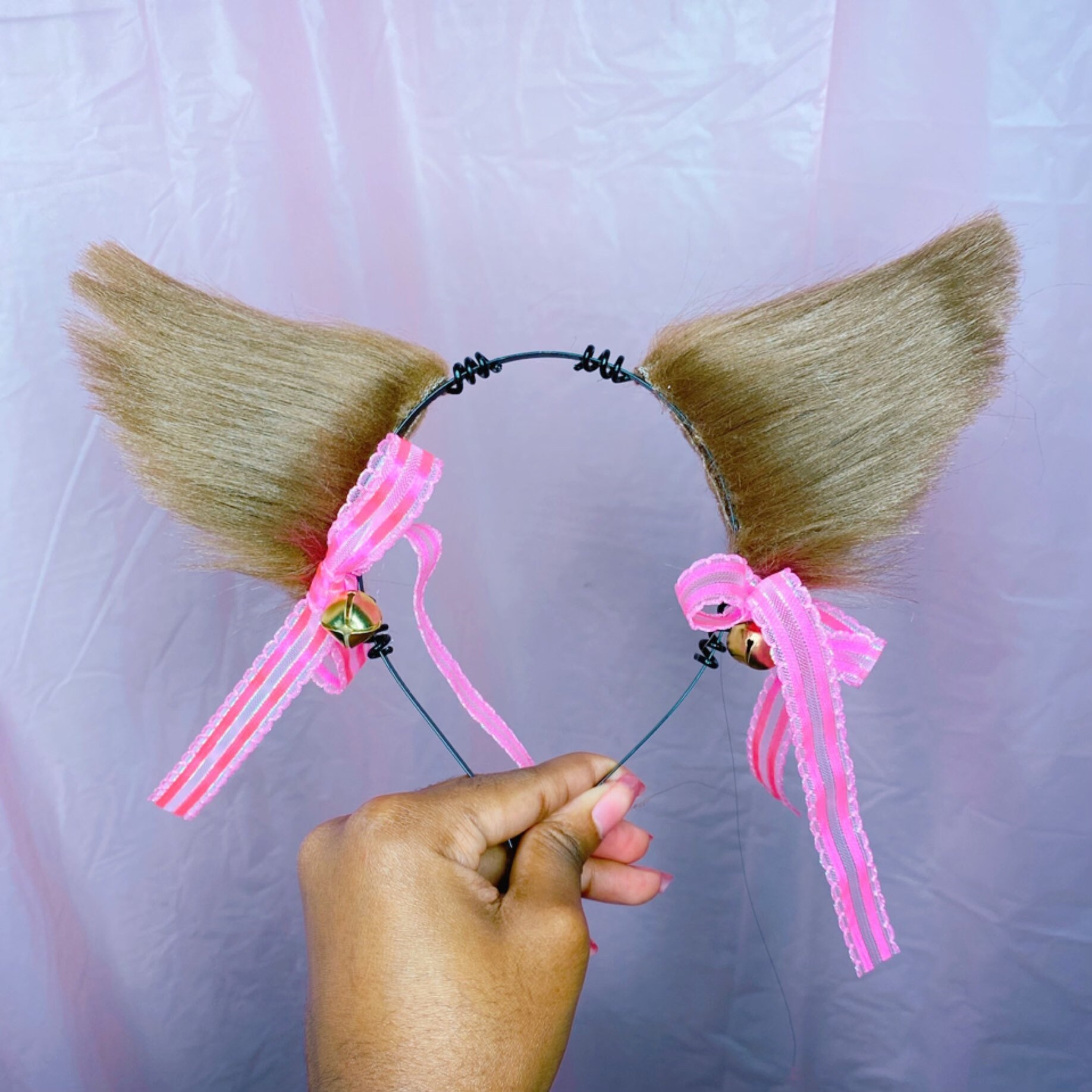 Brown furry cat ears fluffy animal ears cosplay headband ears Etsy