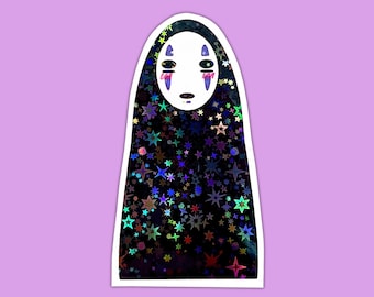 Blushing No Face Vinyl Sticker: Spirited Away Anime Fanart