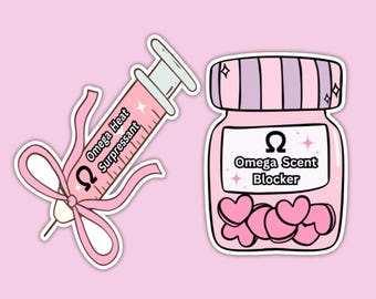 Omegaverse BL Stickers | Heat Suppressant & Scent Blocker | 3" Glossy Holographic Yaoi Sticker Pack