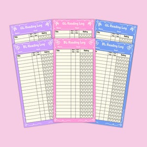BL/GL Reading Log Bookmark | Yaoi Yuri Reading Tracker | Fujoshi Himejoshi Bookish Accessories