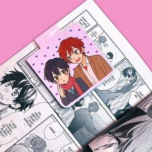 Sasaki and Miyano Magnetic Bookmark | Chibi BL Manga Anime Page Marker | Clear Glossy or Holographic