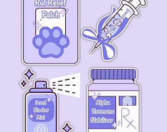 Alpha Essentials Sticker Set | Omegaverse BL Stickers (Glossy Laminated, Set of 4)