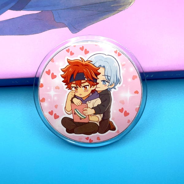 Spilla Sk8 the Infinity / Bottone Chibi Langa x Reki / Spilla rotonda da 6 cm Fanart Anime