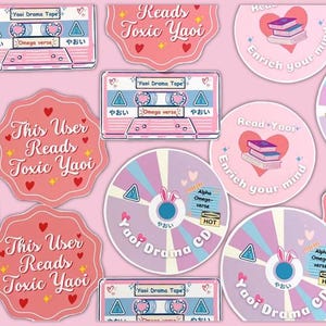 Yaoi Sticker Set | 4 Glossy BL Stickers for Fujoshi & Fudanshi | 3&quot; Cute Anime Laptop Stickers
