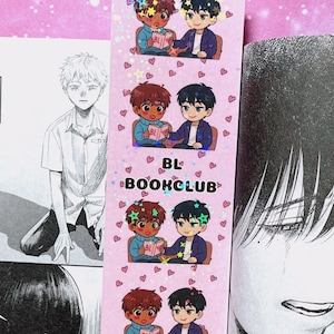 Holographic BL Bookclub Bookmark | Chibi OC Boys Love Original Art