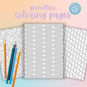 Geometric Coloring Printable | Adult Coloring Pages PDF | Calm Coloring Art Therapy | Minimalist Pattern Digital Coloring Pages for Adults