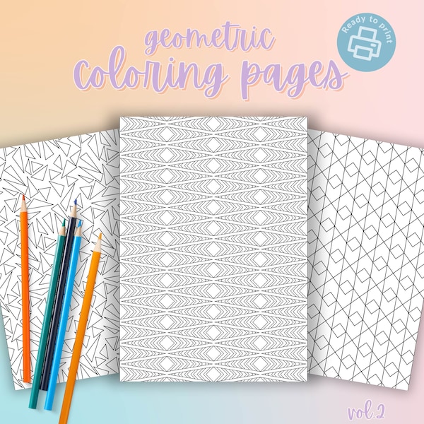 Geometric Coloring Printable | Adult Coloring Pages PDF | Calm Coloring Art Therapy | Minimalist Pattern Digital Coloring Pages for Adults