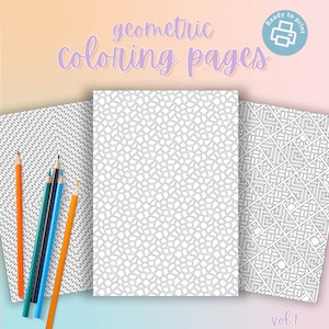 10 Printable PDF Geometric Coloring Pages, A4 Adult PDF Patterns Coloring Pages, Activity Pages, Geometric Doodles, Instant Digital Download