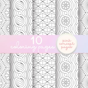 Geometrische kleurplaten uit het midden van de eeuw | Retro abstracte pdf voor Calm Coloring, deel 5