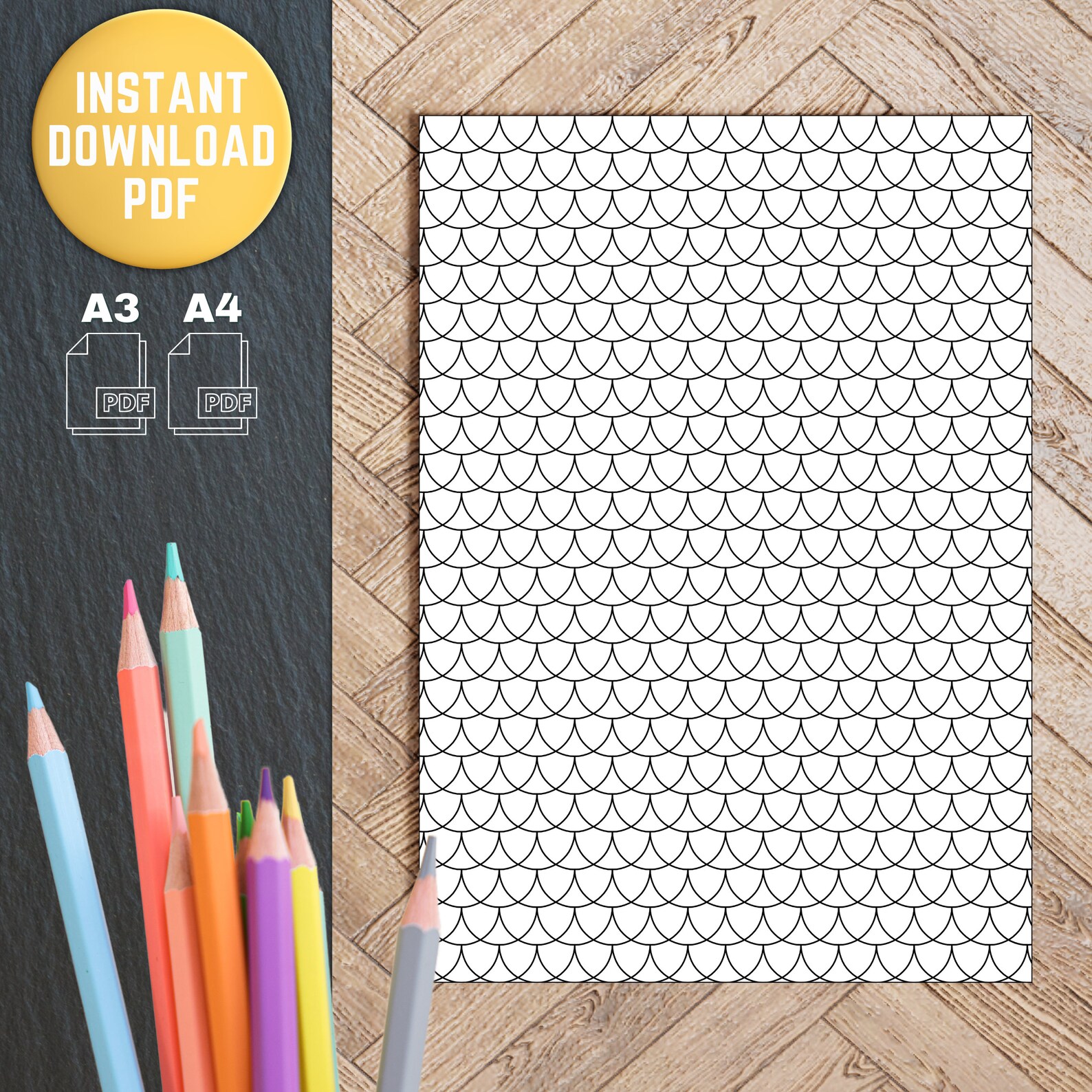 Midcentury Modern Circle Art Coloring Page Black and White - Etsy