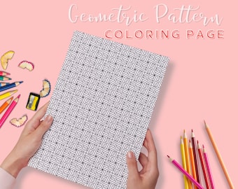 Desenhos para colorir com padrões geométricos, imprimíveis, minimalistas e sem emendas, para terapia das cores. Download instantâneo.