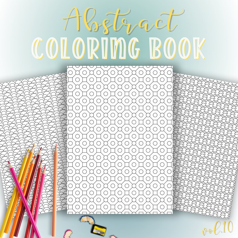 minimal abstract shapes stress relief coloring page