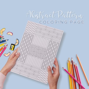 Modern Geometric Coloring Page – Printable Adult Pattern Art | Relaxing Abstract Line Design | Instant Download PDF