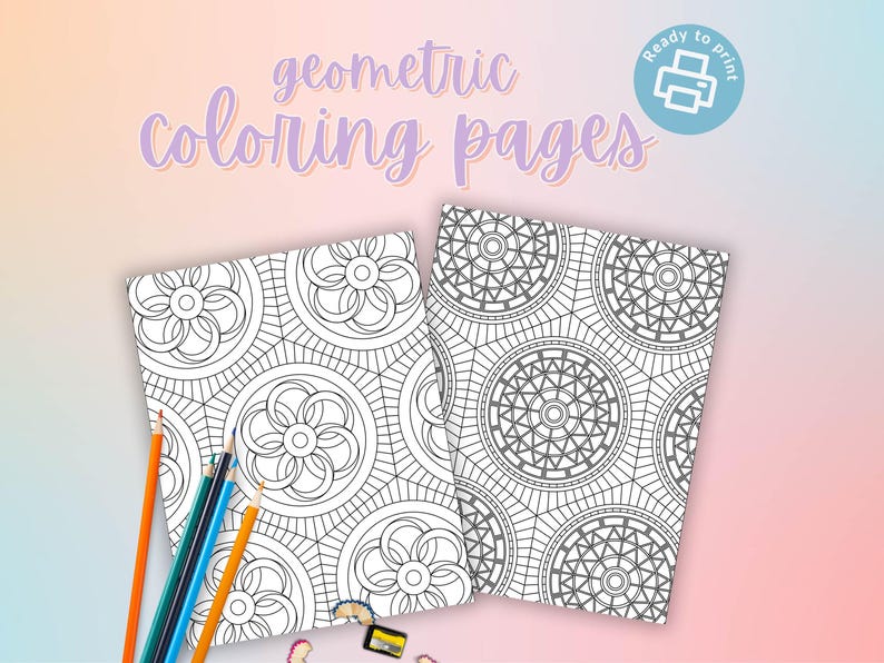 Aesthetic adult coloring page with symmetrical pattern and calming layout.