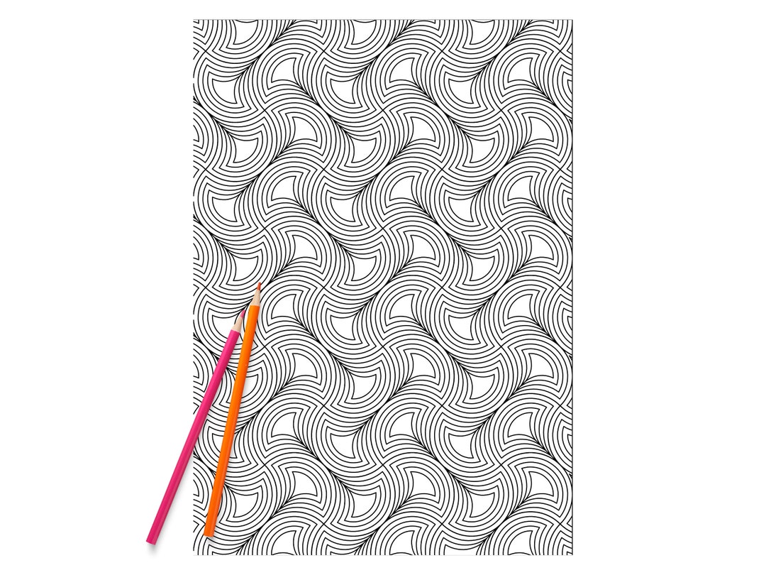 Seamless Wave Pattern Coloring Page Symmetrical Abstract Wave - Etsy