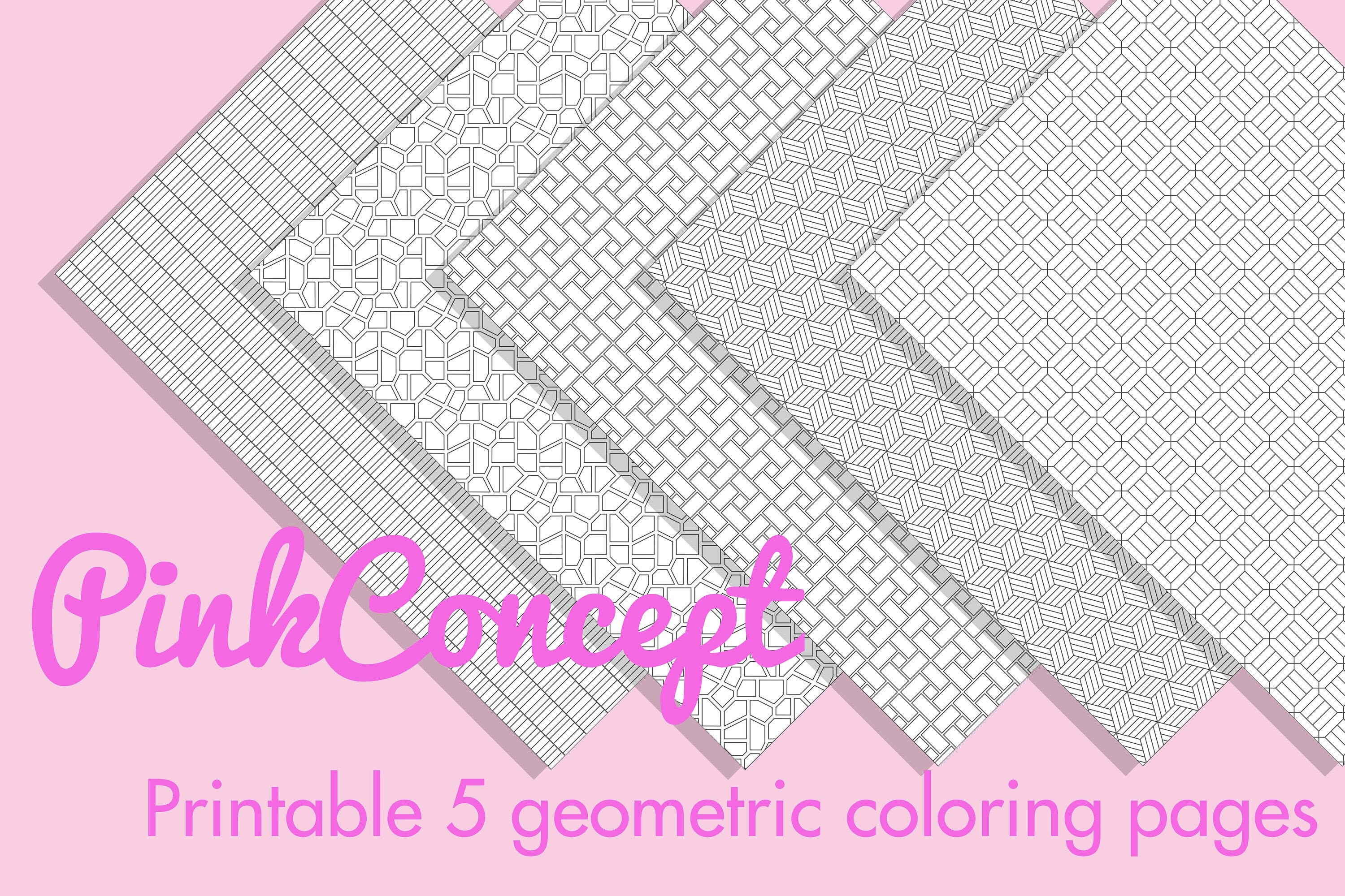 5 Geometric Coloring Pages Printable Zendoodle Art Adult | Etsy