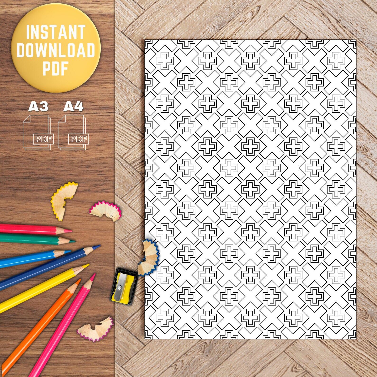 Aesthetic Digital Geometric Coloring Page Motivational Art - Etsy