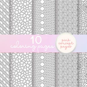 Easy Geometric Coloring Pages | Repeat Shapes Pattern PDF Printable Vol 1