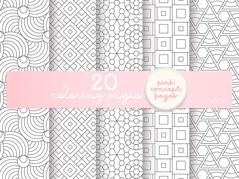 geometric pattern coloring pages modern abstract black white printable pdf