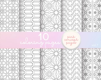 Retro Geometric Coloring Sheets | Digital Color Book PDF for Adults Vol 7