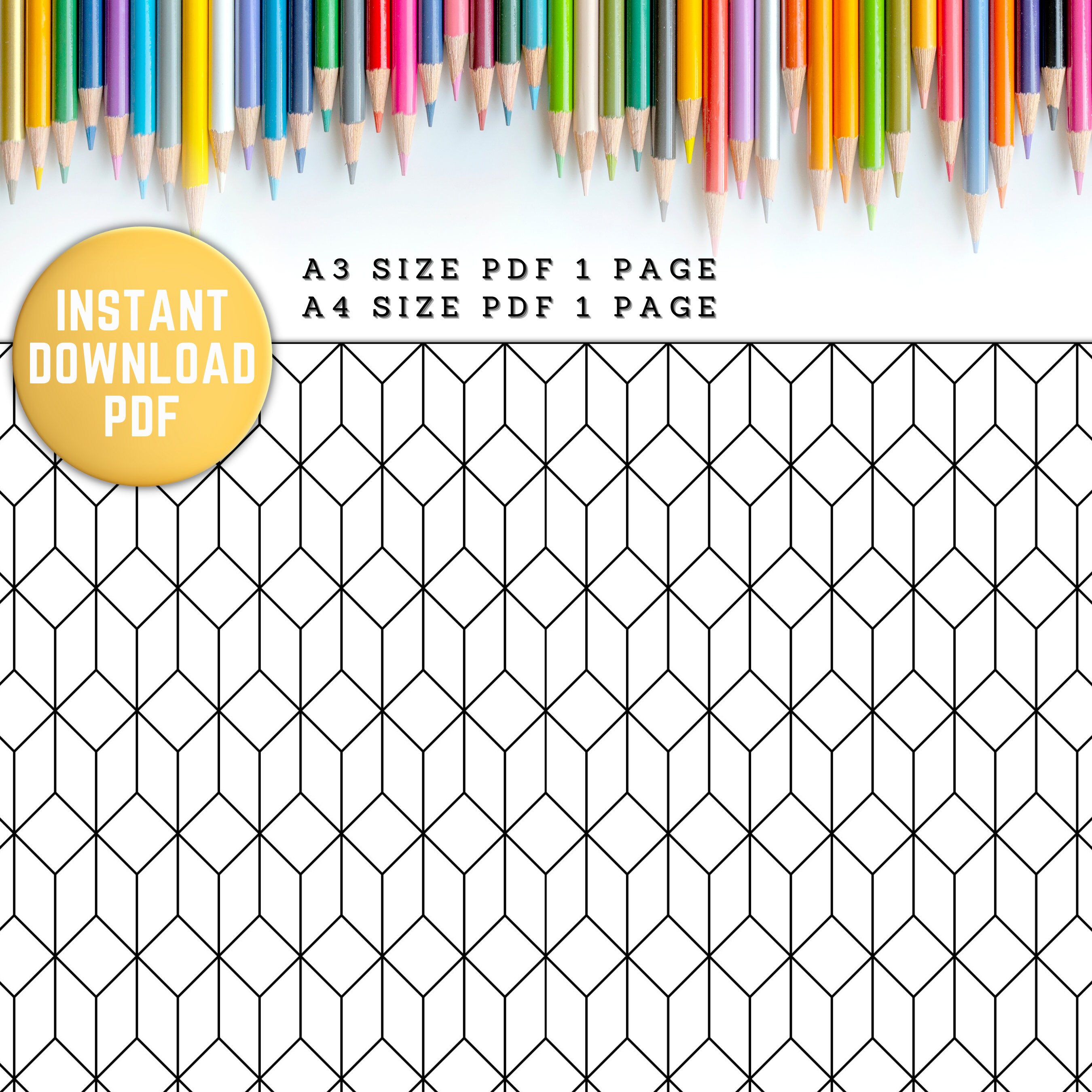 Geometric Shape Coloring Page, PDF Coloring Geometric Design, Stress