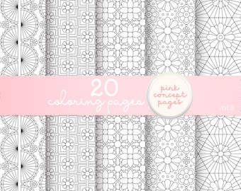 Floral Pattern Coloring Pages | Modern Botanical Designs for Adults Vol 8