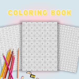印刷可能な幾何学模様の塗り絵 | 大人向け塗り絵 PDF | 塗り絵 | 全年齢向けのミニマリスト パターン塗り絵アクティビティ | Vol1