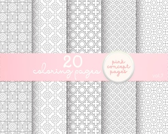 Geometric Pattern Coloring Pages | Minimal Abstract Designs for Adults Vol 7