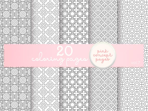 Geometric Pattern Coloring Pages | Minimal Abstract Designs for Adults Vol 7