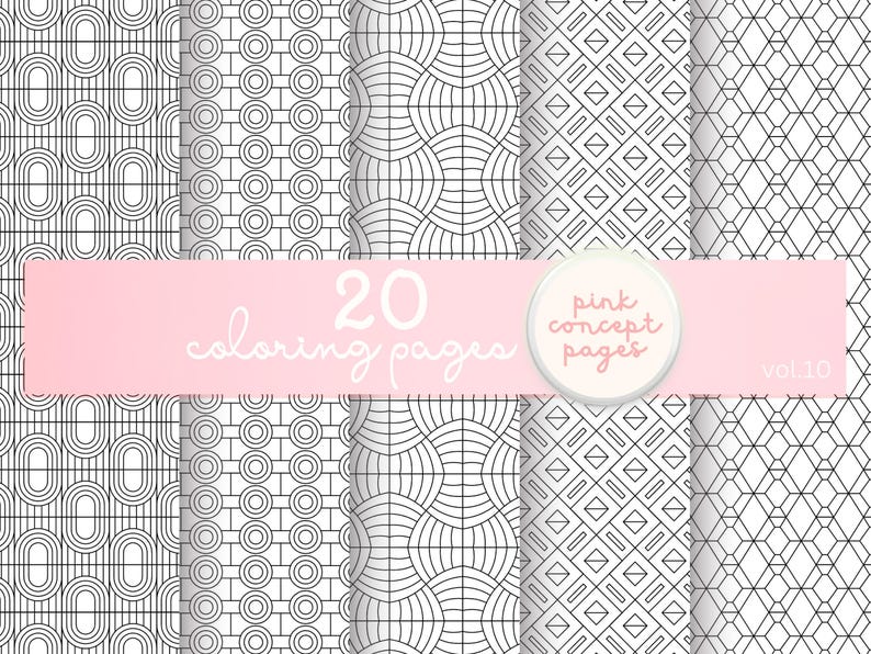 geometric abstract minimal black and white coloring page