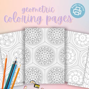 Digital Geometric Coloring Pages | Aesthetic, Cozy, and Relaxing Art Therapy Activity for Adults