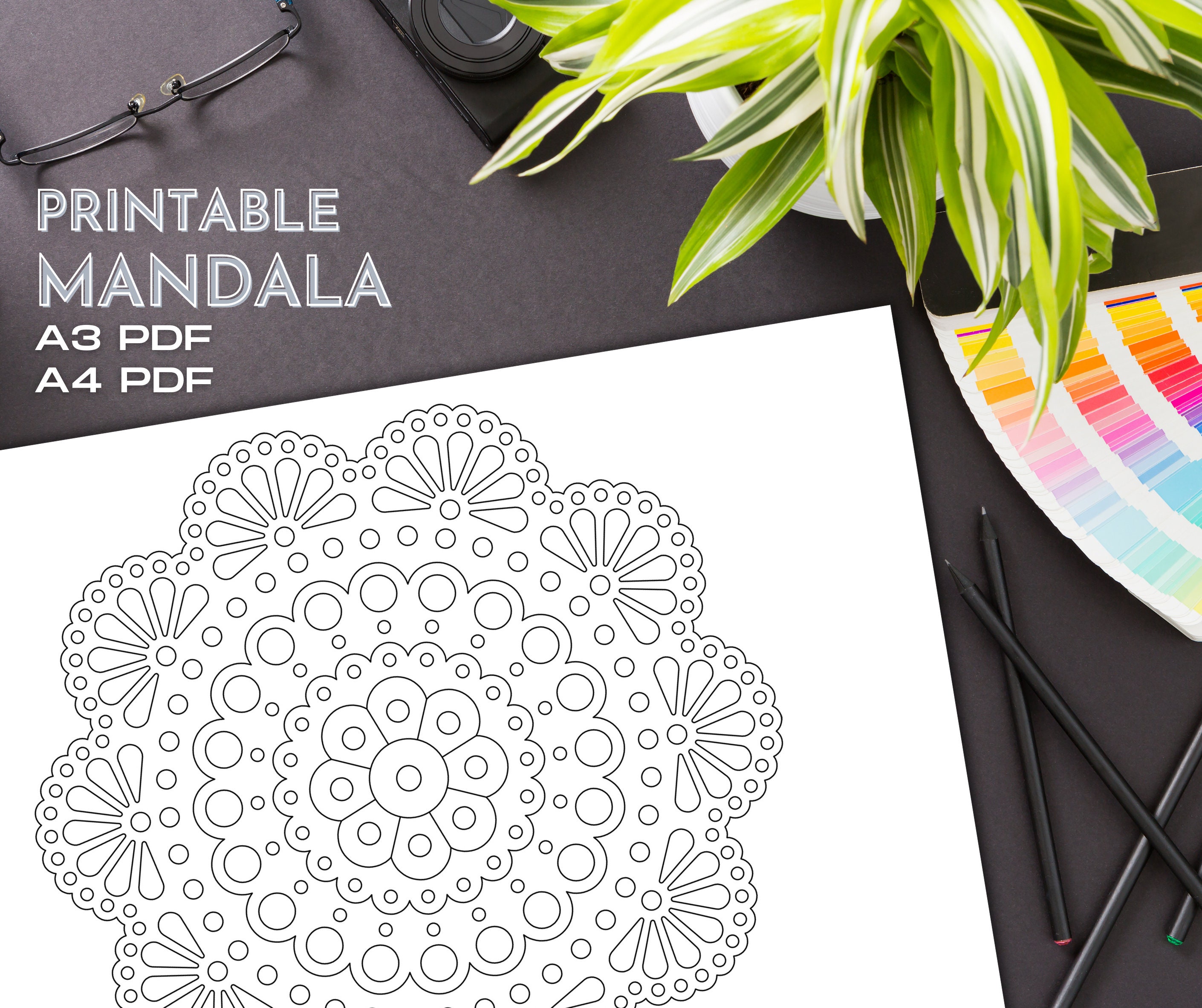 Printable Calming Mandala Coloring A3 A4 PDF Antistress - Etsy